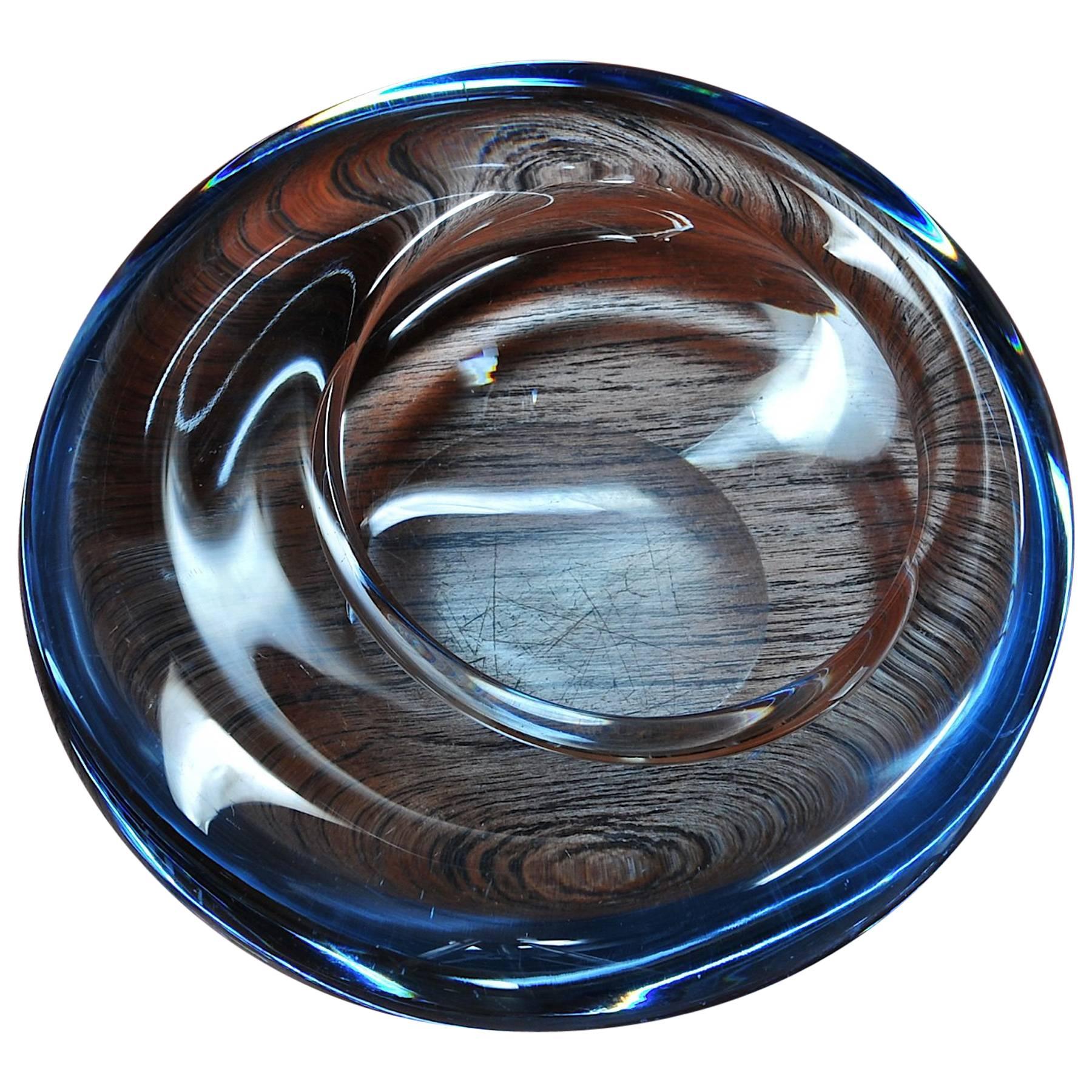 1960s Per Lutken Scandinavian Blue Art Glass Jellyfish Dish