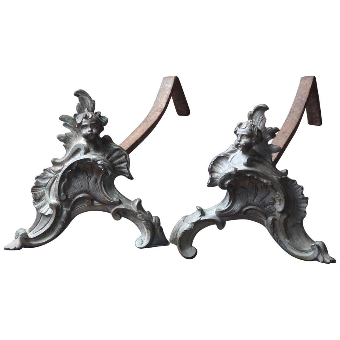 French Louis XV Style Firedogs or Andirons