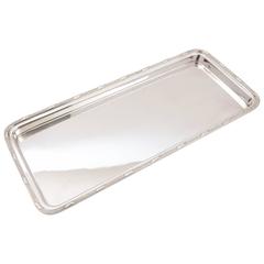 20th Century Art Deco Oblong Silver Plated Serving Tray, circa 1930