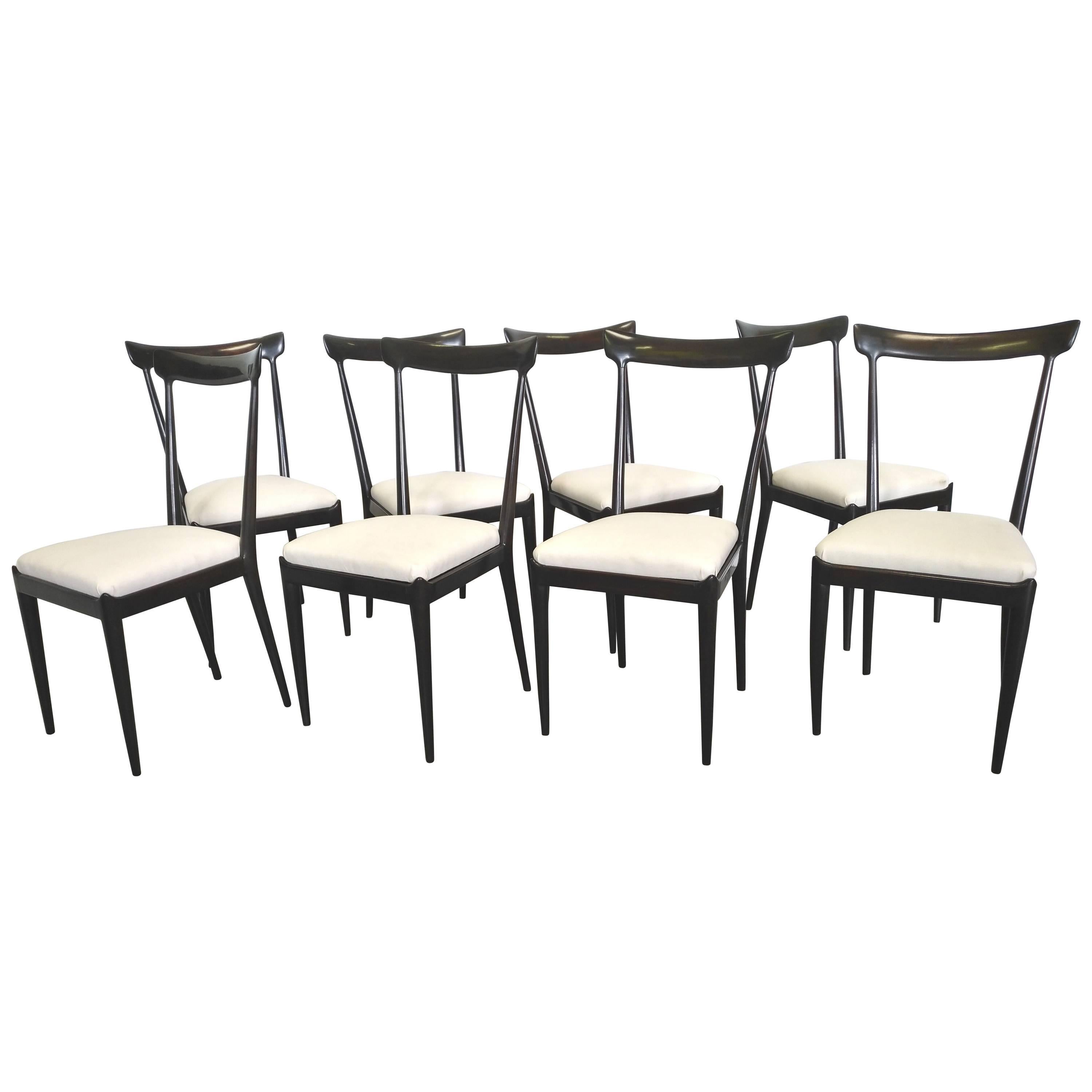 Beautiful Set of Eight Chairs Model 38A Ico Parisi, 1947