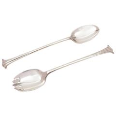 Pair of Onslow Pattern Silver Salad Servers, Sheffield, 1921