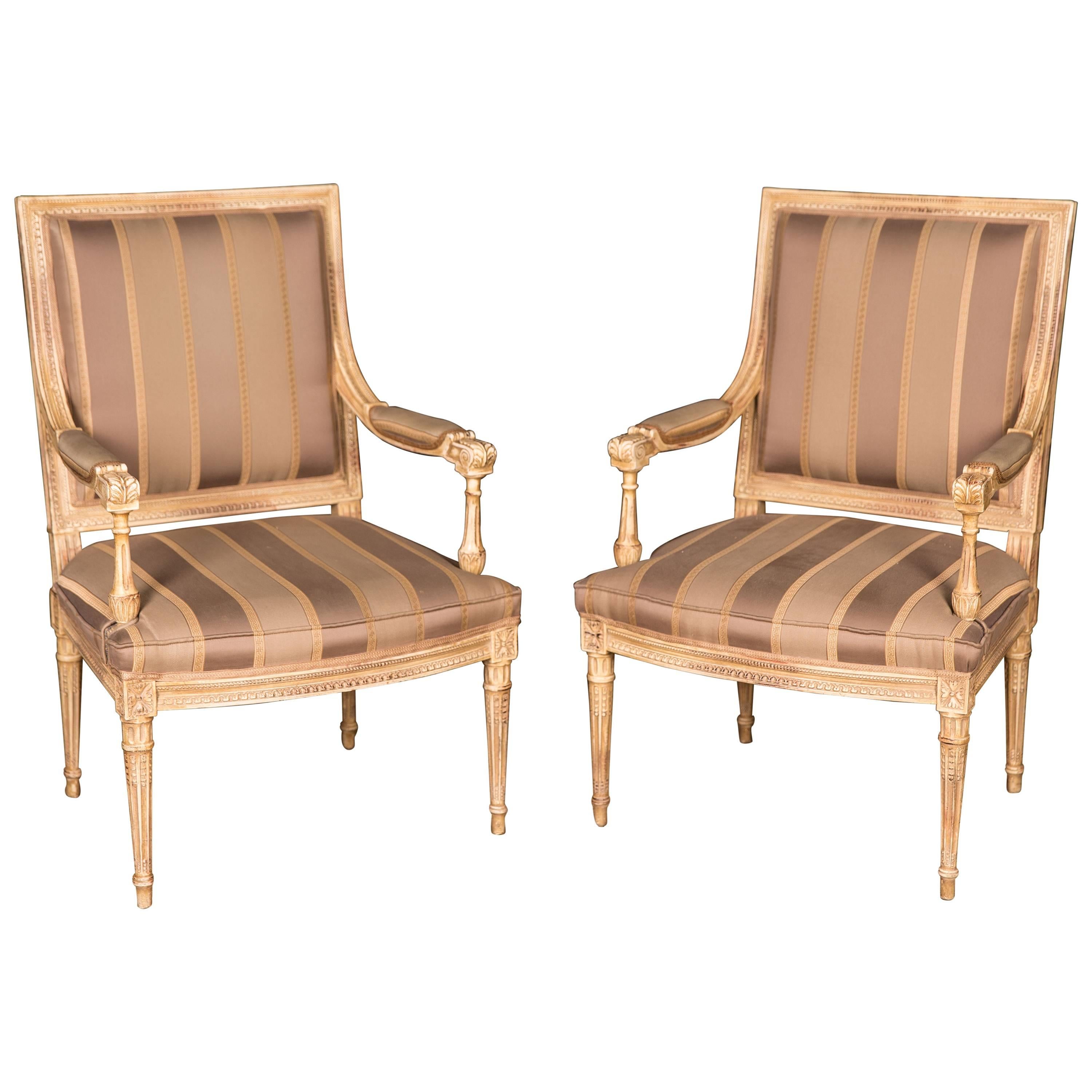 Two Elegant French Armchairs in the Louis Seize Style