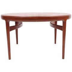 Circular Teak Dining Table with Curved Leg Detail, Scandinavian Modern