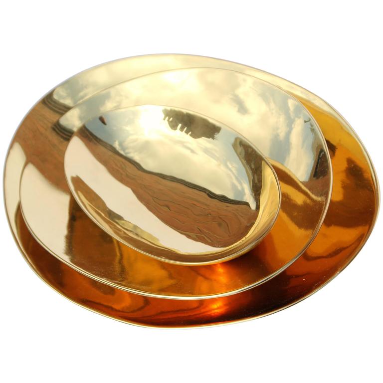 Set of Handmade Cast Brass Plates For Sale at 1stdibs