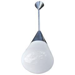 1920s Monumental Eisenberg Milk Glass Diner Pendant Light 12
