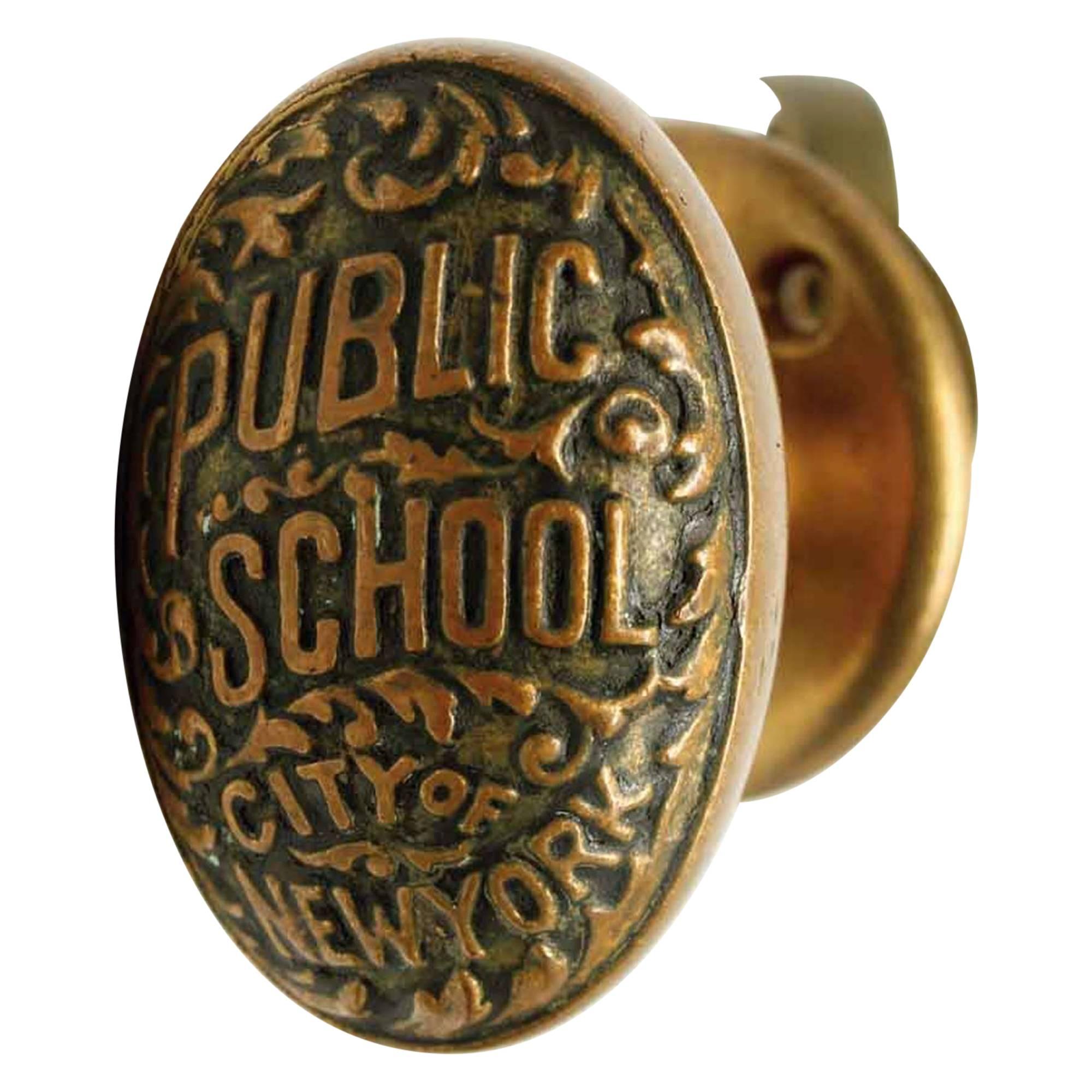 1930s Bronze City of New York Public School Door Knob and Closet Latch Set