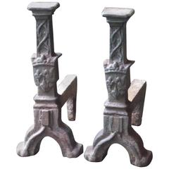 Very Large and Heavy Louis XIII Firedogs or Andirons