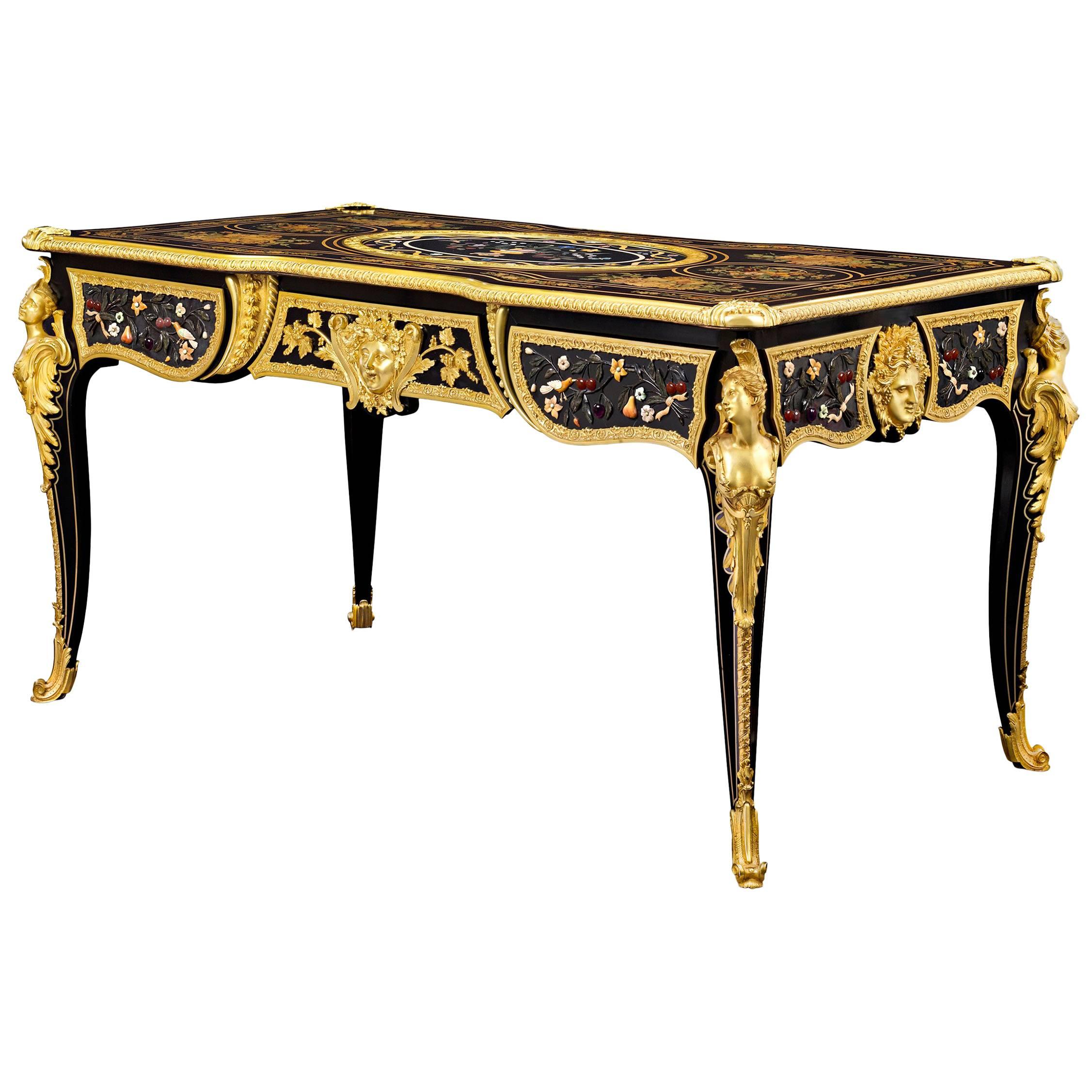 Napoleon III Pietre Dure Bureau Plat by Gros