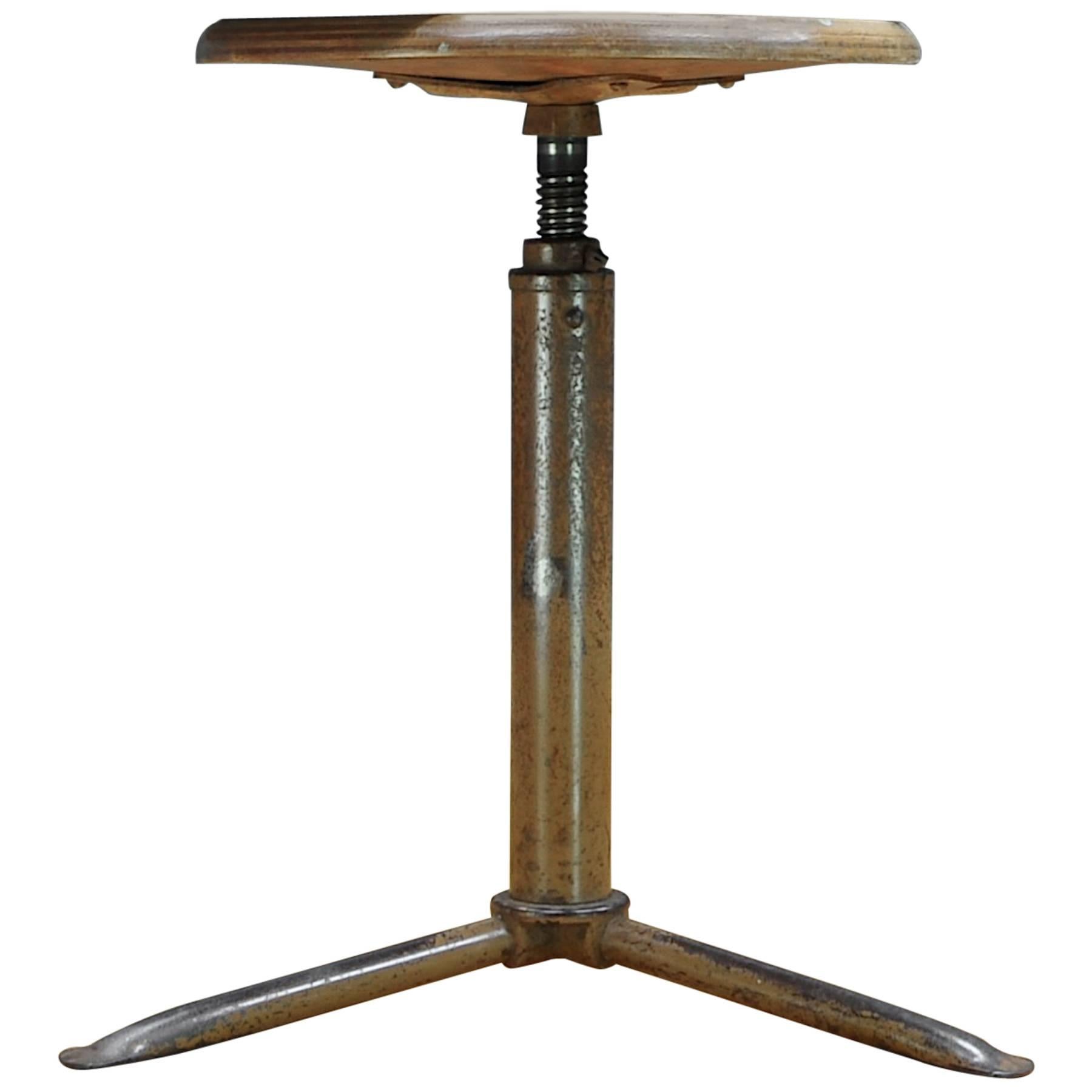 Mid-Century 1950s Professors Vintage Industrial Tri-Prop Propeller Stool For Sale