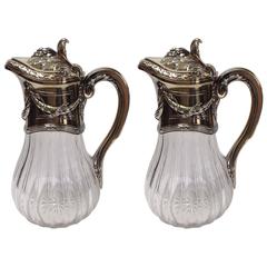 Pair of French Claret Jugs 1st Standard Silver A. Risler and Carre Paris