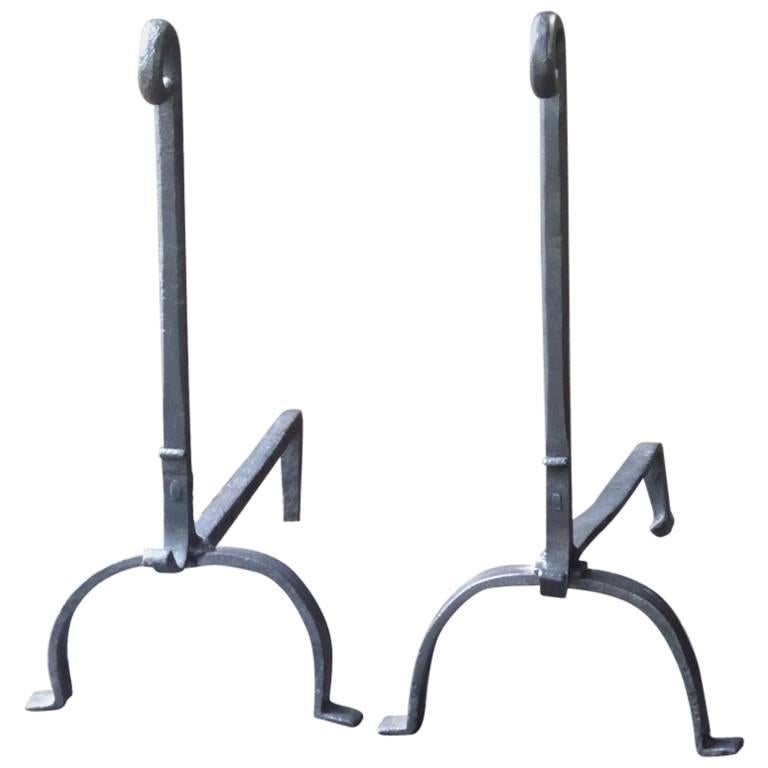 French Wrought Iron Firedogs or Andirons
