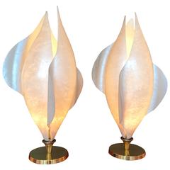 Pair of Shell Lamps by Rougier, France, 1980s