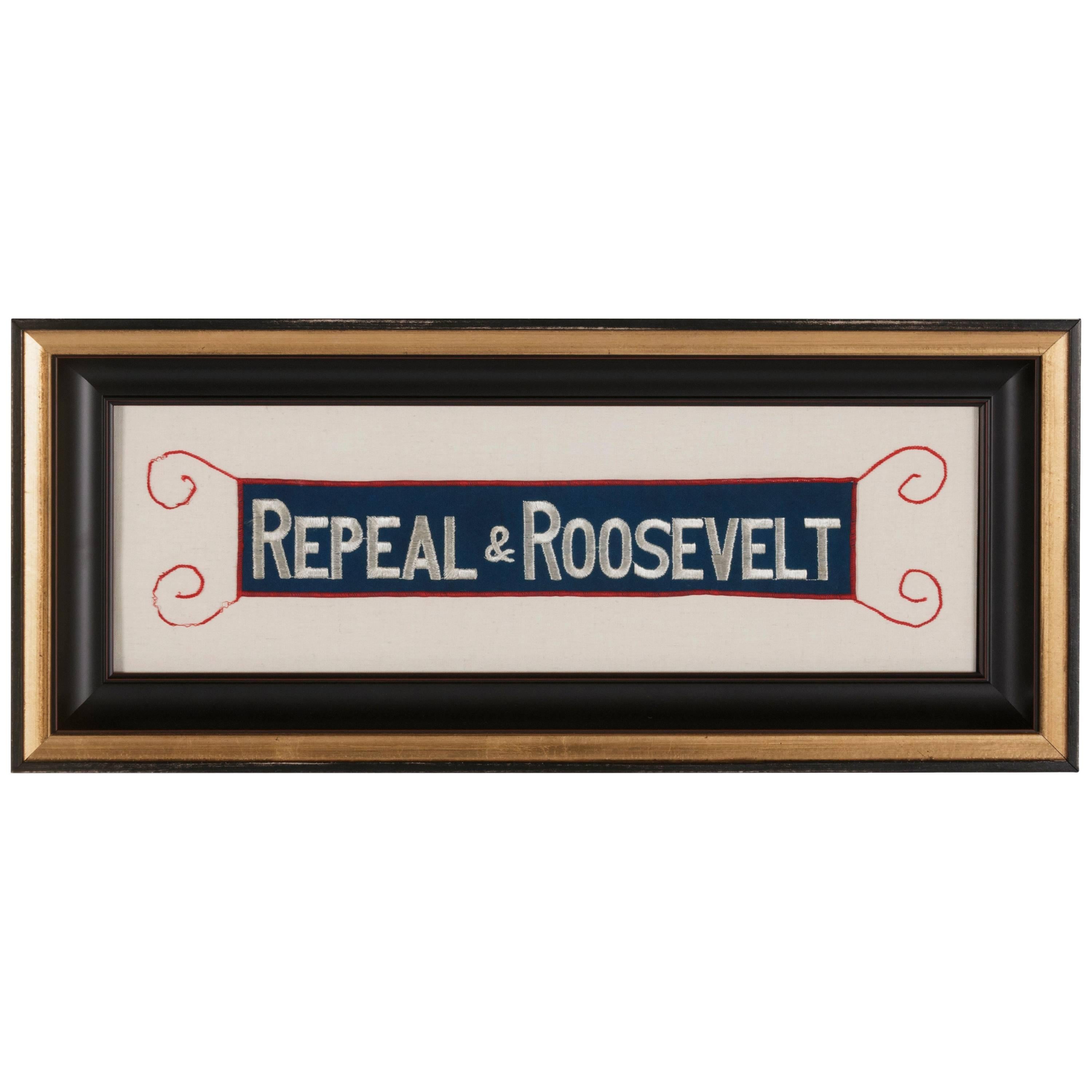 "Repeal & Roosevelt", Embroidered Armband Supporting the Repeal of Prohibition