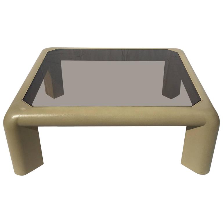 Signed Karl Springer Python Skin Coffee Table For Sale at 1stDibs