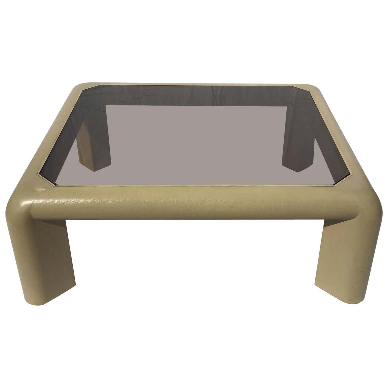 Signed Karl Springer Python Skin Coffee Table For Sale at 1stDibs