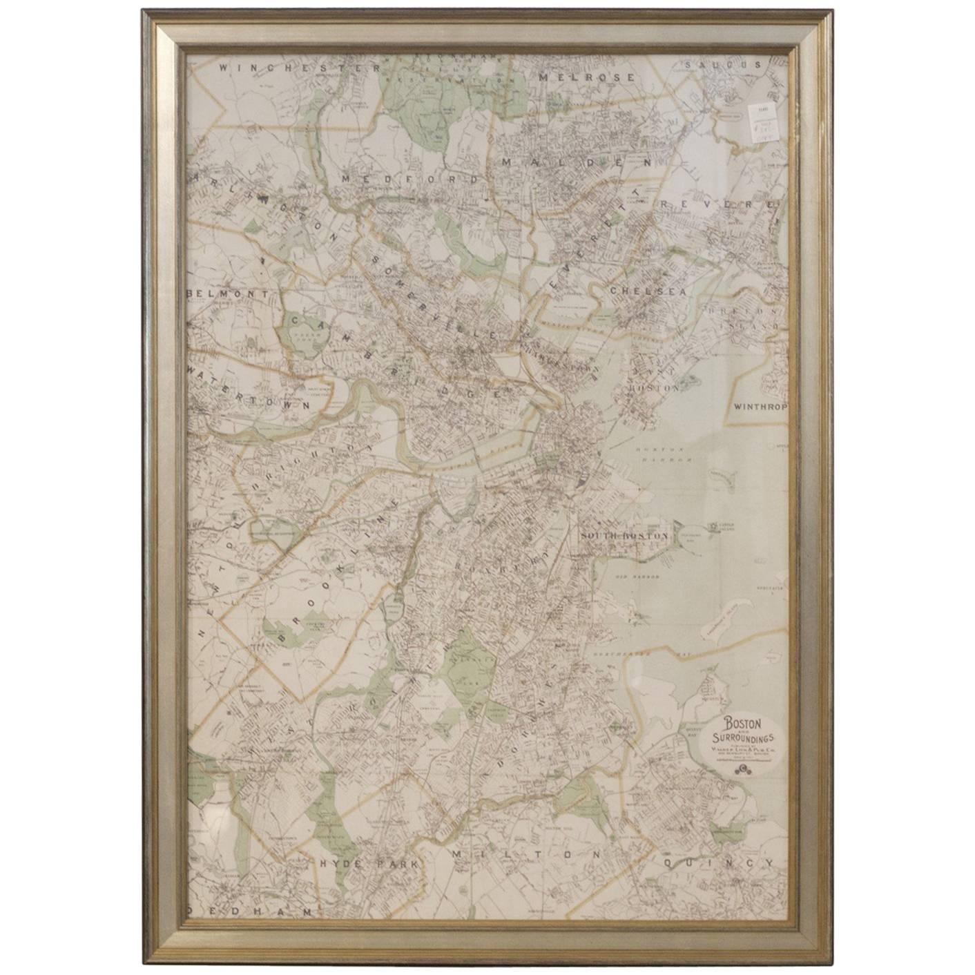 Copy of Walker Map Titled Boston & Surroundings For Sale