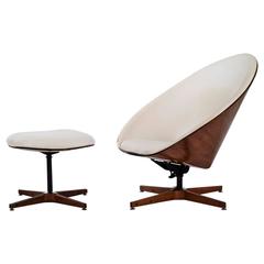George Mulhauser Swivel Chair and Ottoman