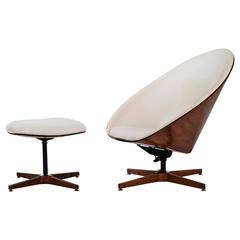 George Mulhauser Swivel Chair and Ottoman 1