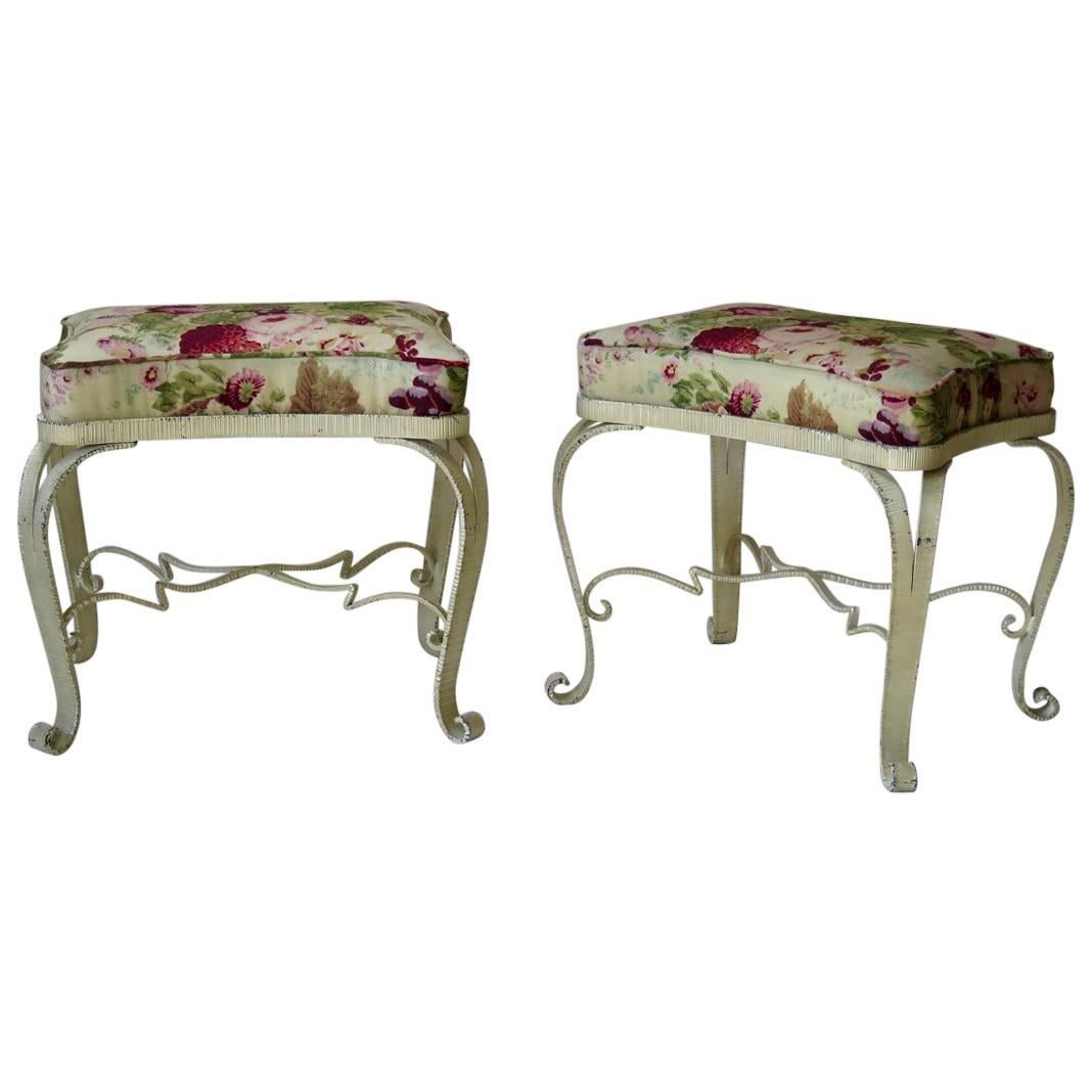 Pair of Luigi Colii Attributed Stools, Italy, 1940s