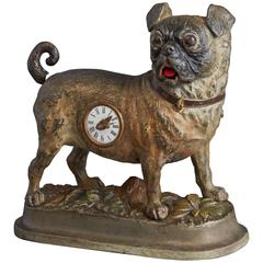 Antique Animated Clock of a Pug Dog, circa 1880