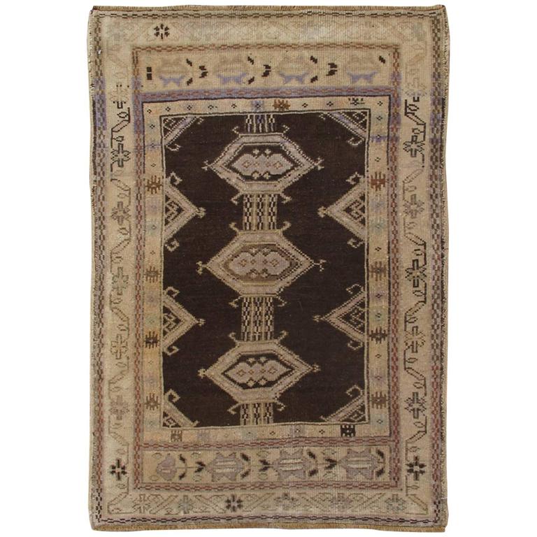 Vintage Turkish Oushak Carpet In Various Shades Of Brown And Grey Vintage Turkish Oushak Carpet In Various Shades Of Brown And Grey For