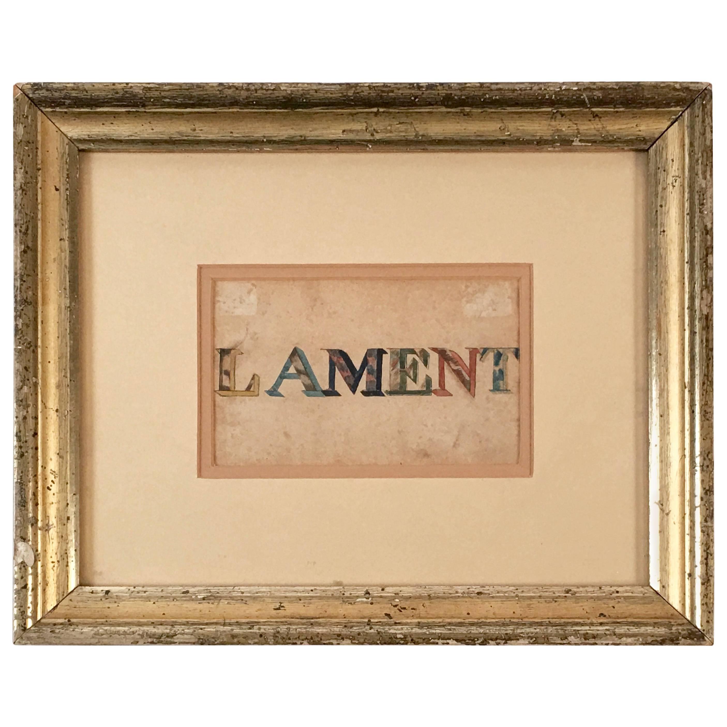 19th Century Watercolor of the Word Lament