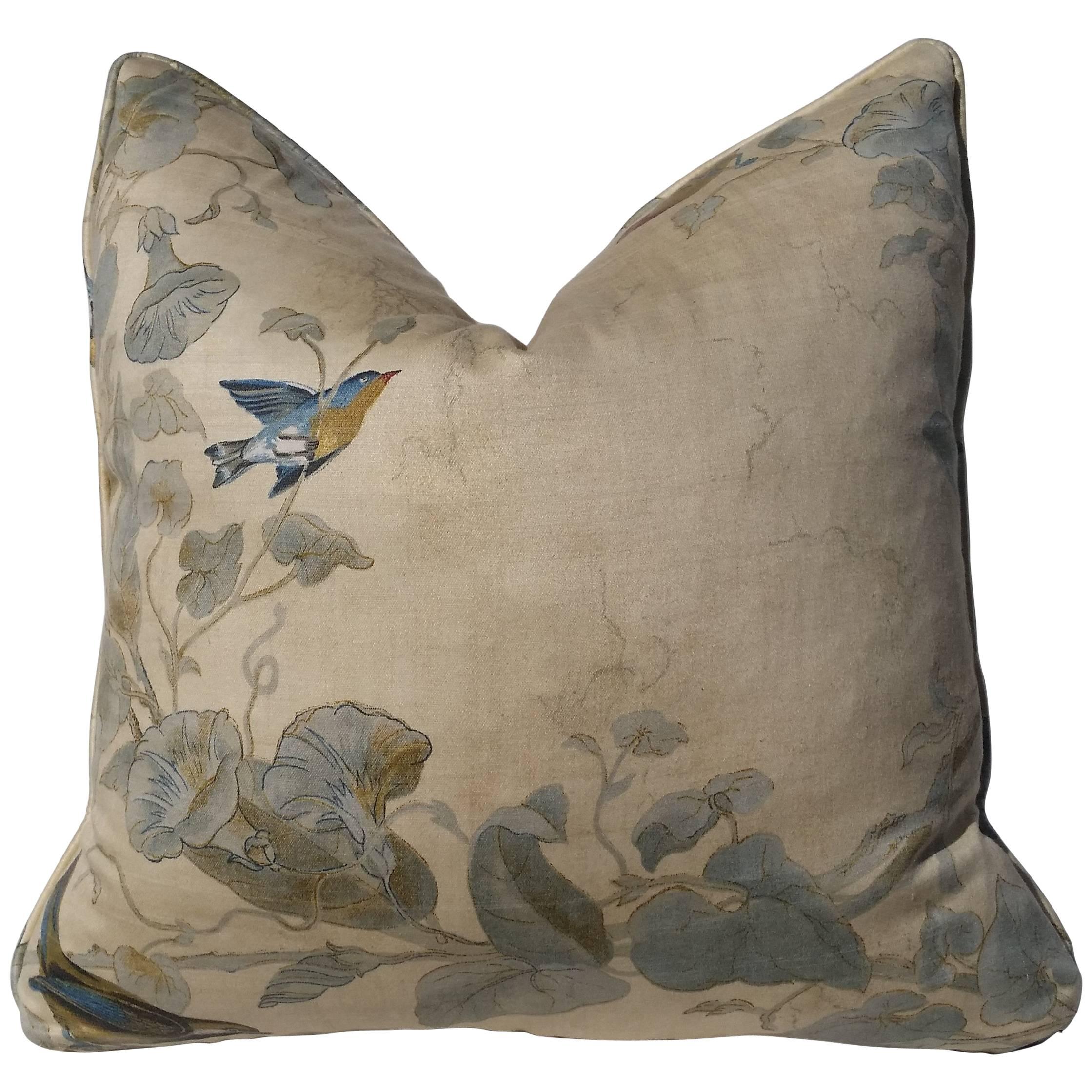 Beautiful Autobon Themed Pillow of the Finest Linen, English