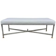 Maison Jansen Hollywood Regency Chrome Brass X-Base Bench or Stool 12
