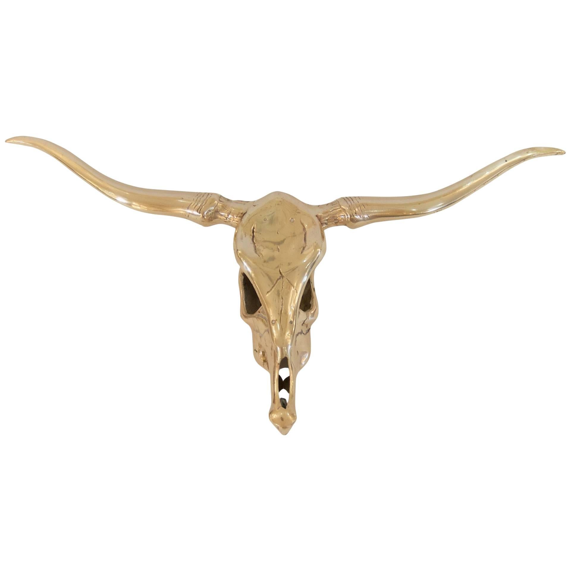 Brass Long Horn Skull