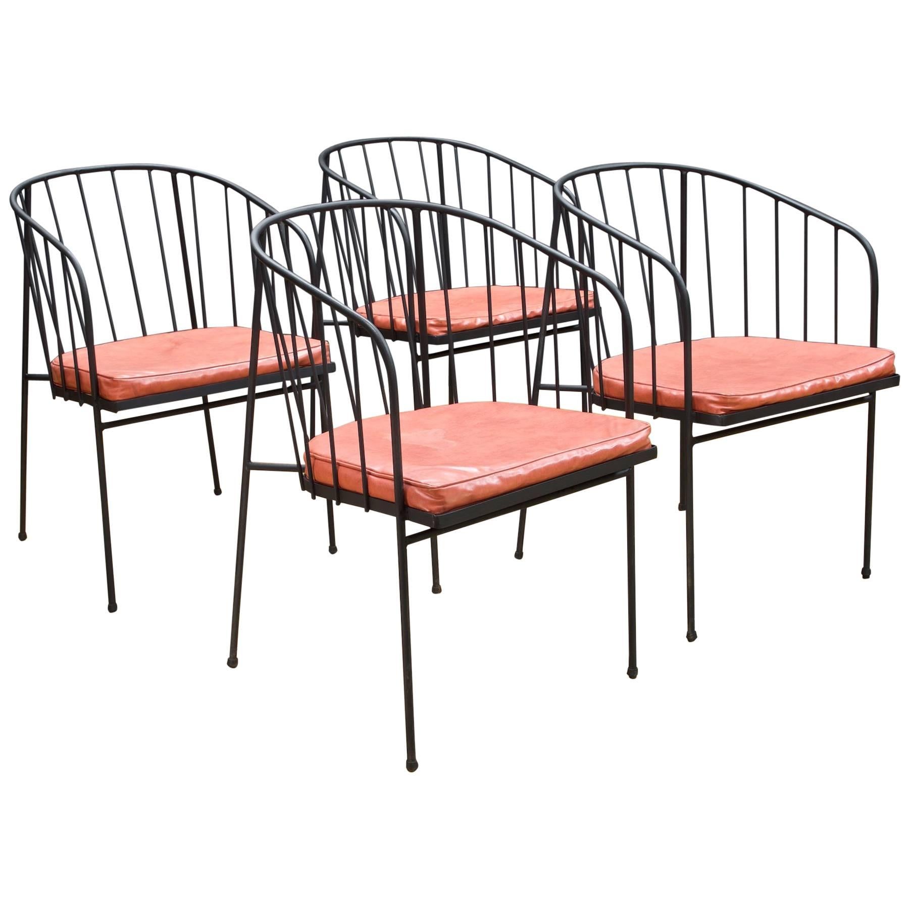 Mid-Century George Nelson for Arbuck Iron Rod Outdoor Set of Four Chairs