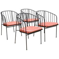 Mid-Century George Nelson for Arbuck Iron Rod Outdoor Set of Four Chairs