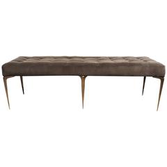 Classic Sculptural Lancia Bench with Antique Bronze Tapered Legs 9
