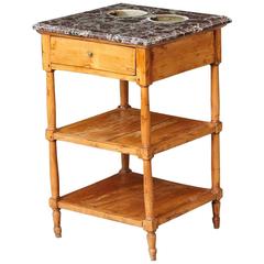 19th Century French Provincial Fruitwood Work Table with Marble Top and Inserts 12