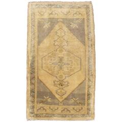 Vintage Turkish Oushak in Sand and Camel with Dark Gray and Turquoise Accents