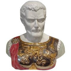 Italian Glazed Ceramic Bust of a Classical Roman by Santa Monica 4