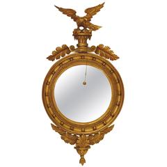 Regency Carved and Giltwood Convex Mirror with Eagle, circa 1830