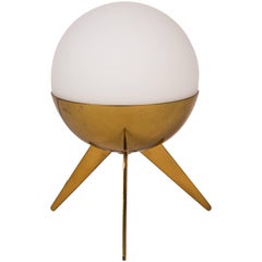 1950s Stilux Milano Brass and Glass Tripod Table Lamp