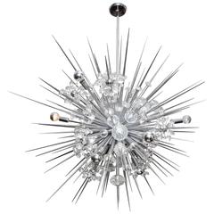 Glamorous Custom Austrian Crystal and Polished Nickel Spiked Sputnik Chandelier 6