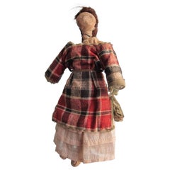 Antique Child's Cloth Pocket Doll with Human Hair