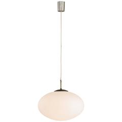 Oval Opaline Glass Modern Pendant, circa 1950 9