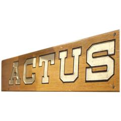 Vintage Yacht Actus Nameboard