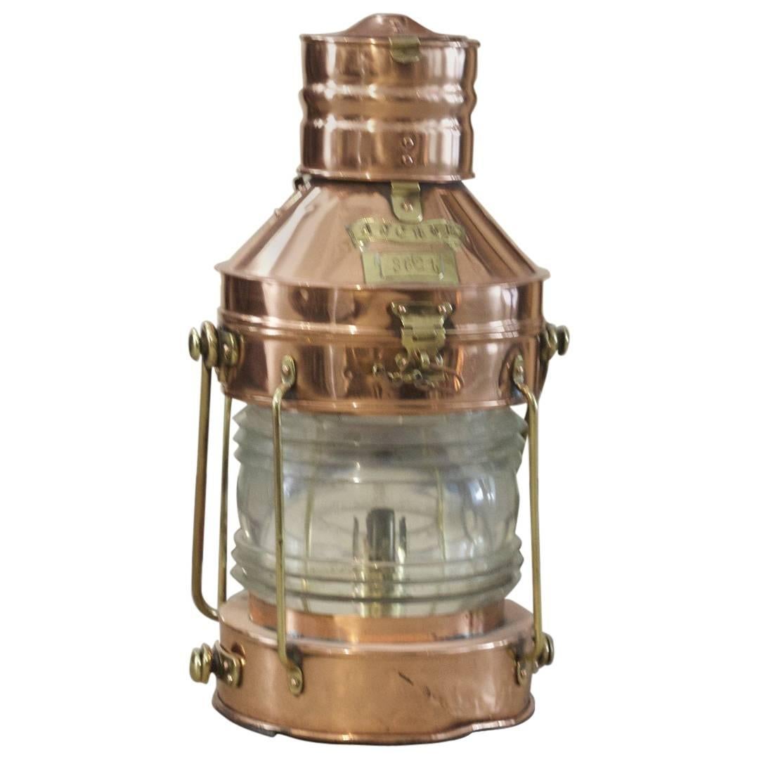 Copper and Brass Ship's Anchor Lantern by Meteorite For Sale
