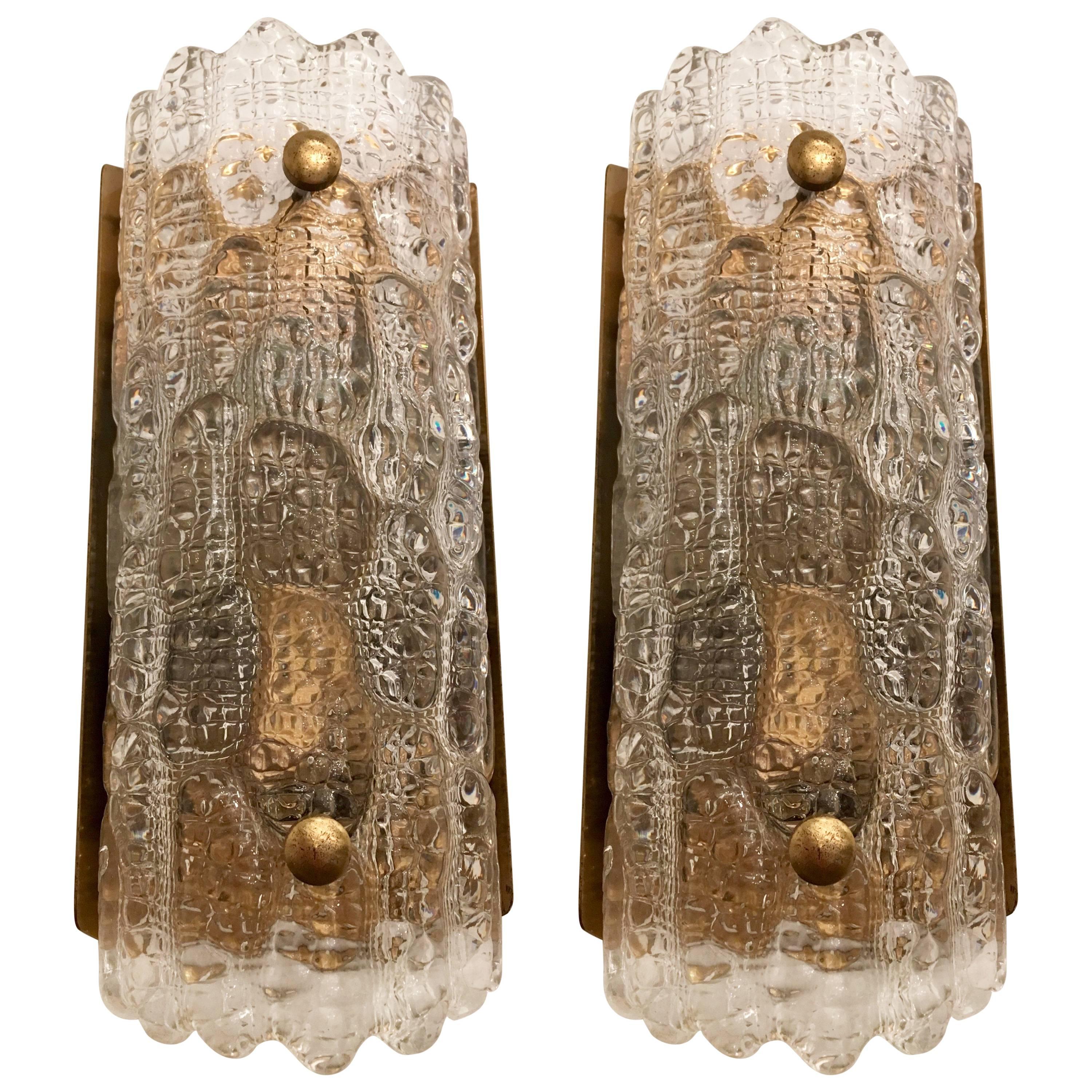 Orrefors Swedish 1950s Crystal Wall Lights