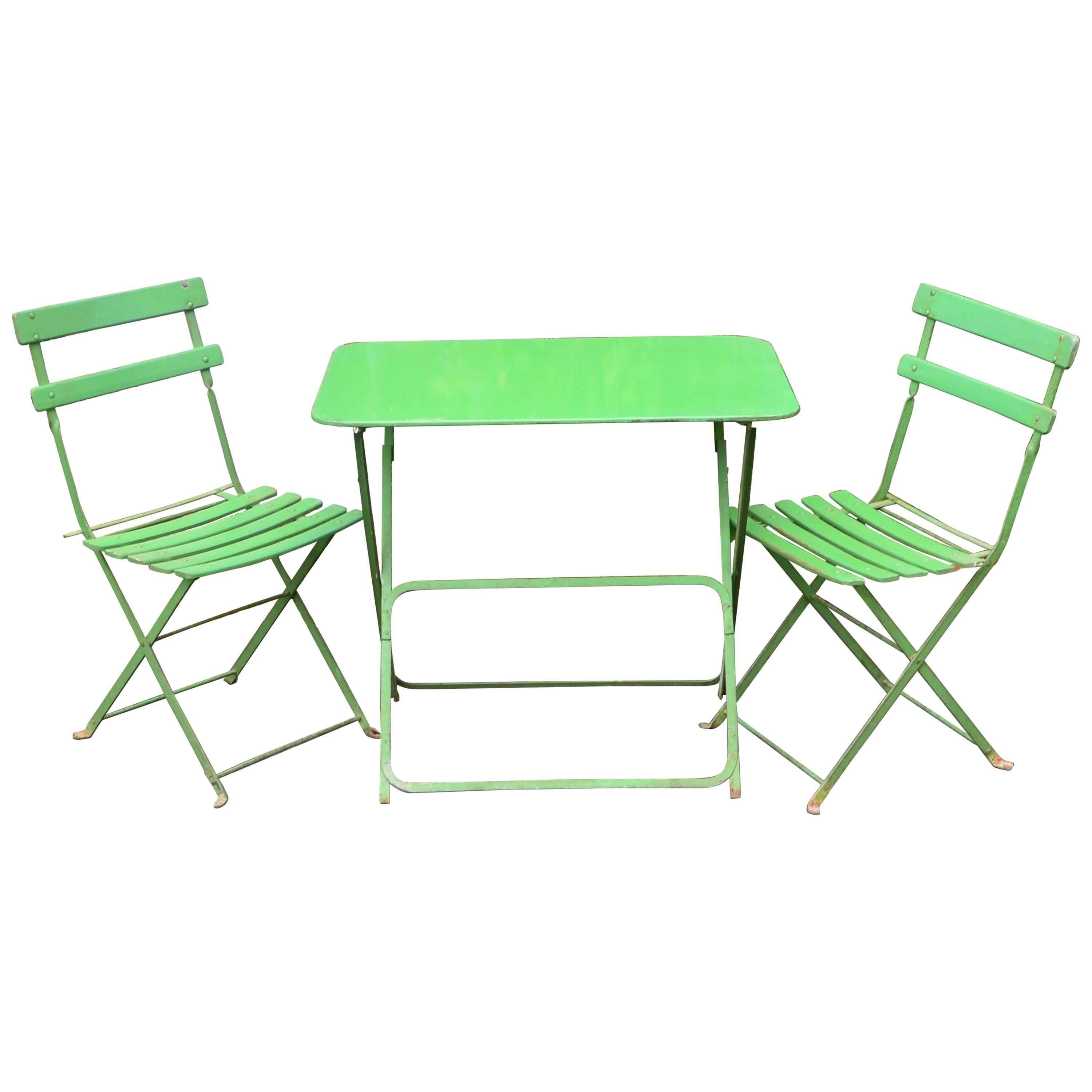 French Metal Bistro Table and Chairs
