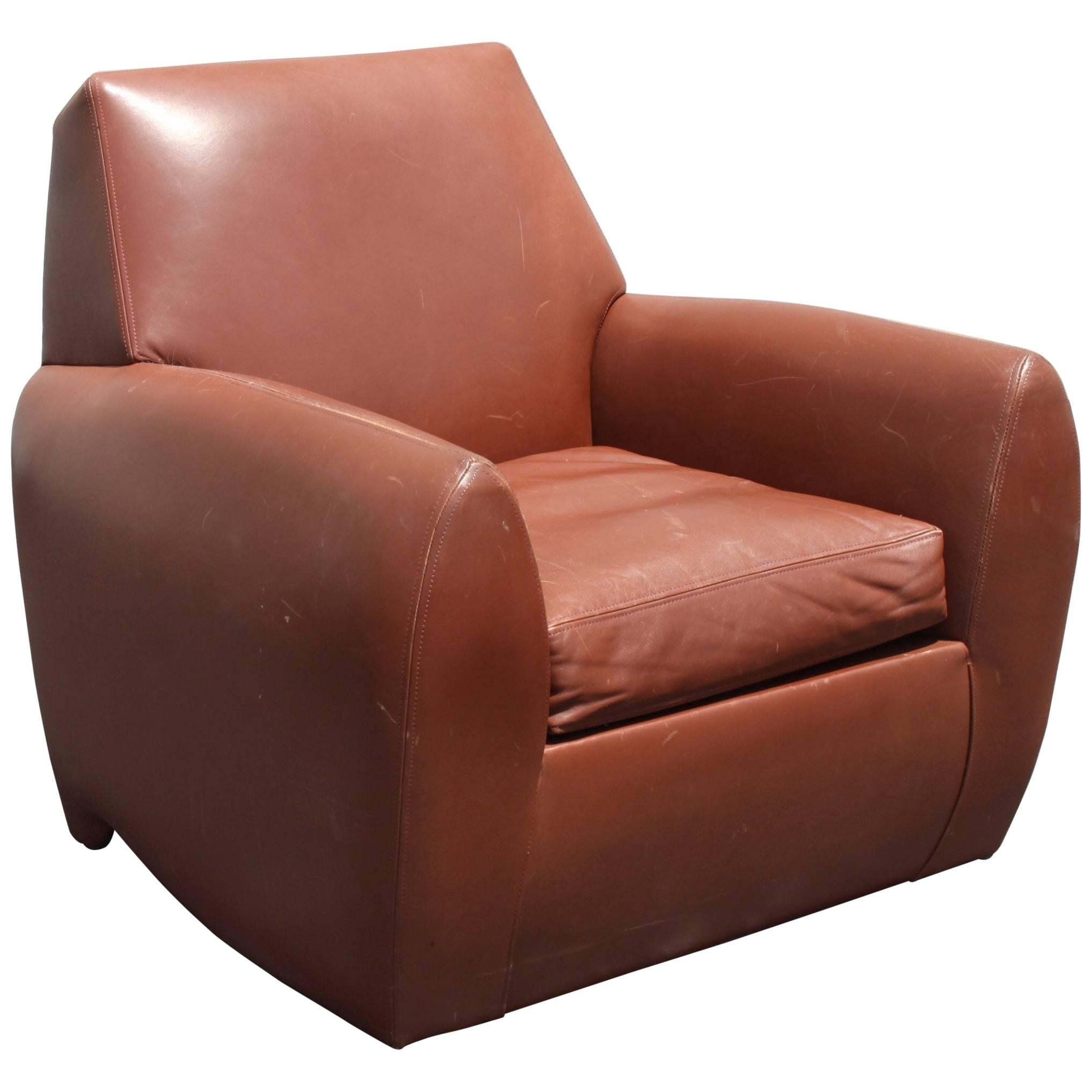 Dakota Jackson Ke-Zu Leather Deco Style Club Chair