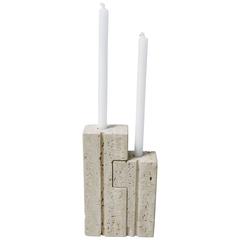 Pair of Candlesticks in Travertine by Fratelli Mannelli, circa 1970