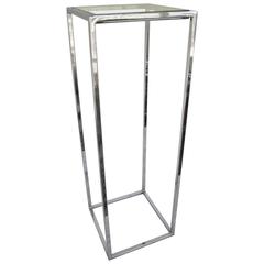Sockeltisch aus poliertem Chrom und Glas