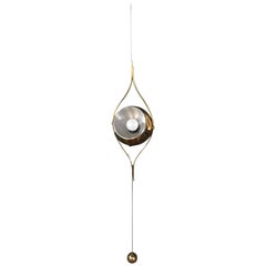 Mid-Century Modern Adjustable Brass Pendant Lights by Lamter Milano