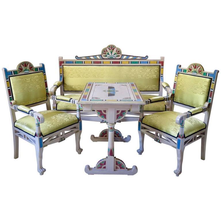 Theatrical Egyptian Living Room Set France Circa 1940s