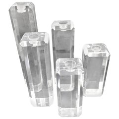 Vintage Set of Five Acrylic Lucite Candlesticks